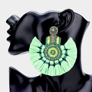 Mint green tassle Earrings